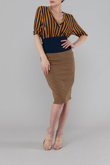 Gonna Tulip longuette jacquard con baschina