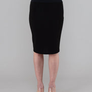 Gonna Tulip longuette punto Milano nero con baschina
