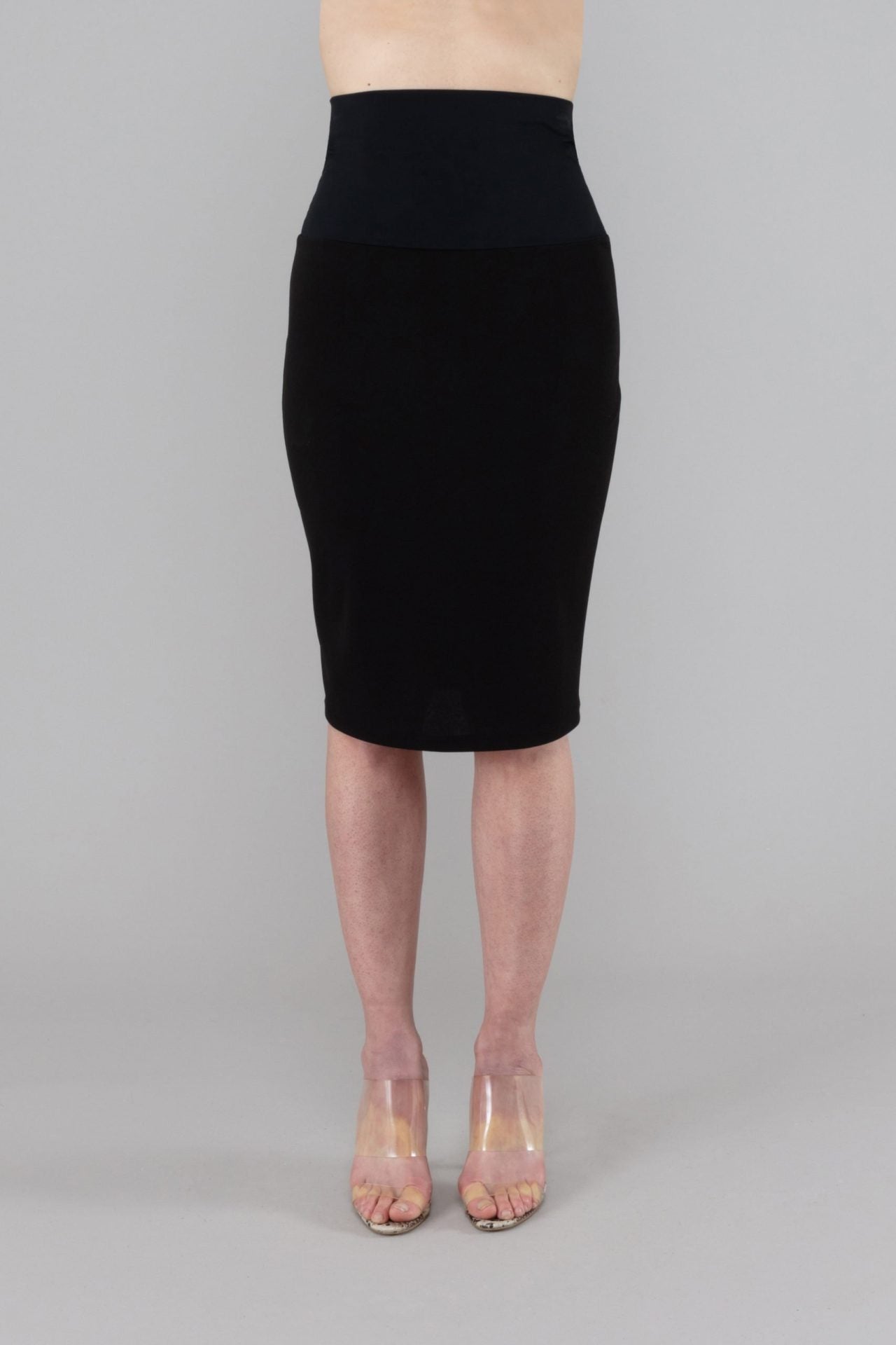 Gonna Tulip longuette punto Milano nero con baschina