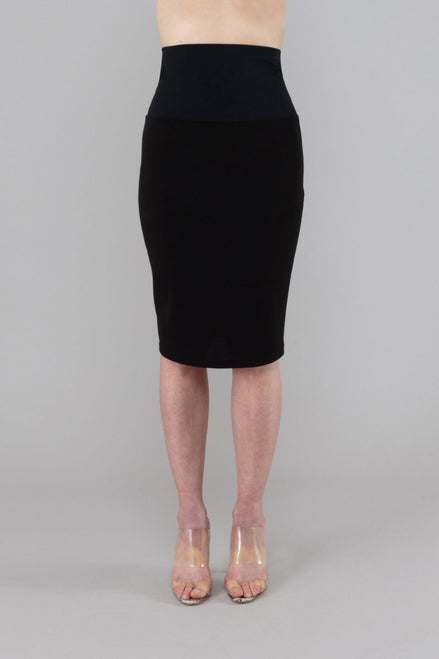 Gonna Tulip longuette punto Milano nero con baschina