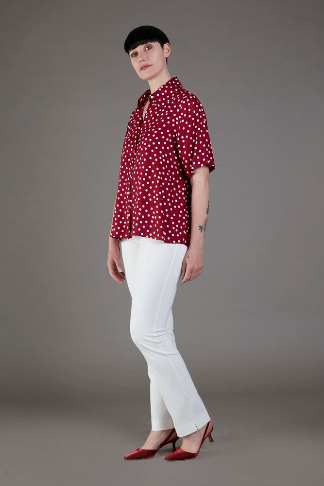 Panta Audrey punto milano cotone bianco