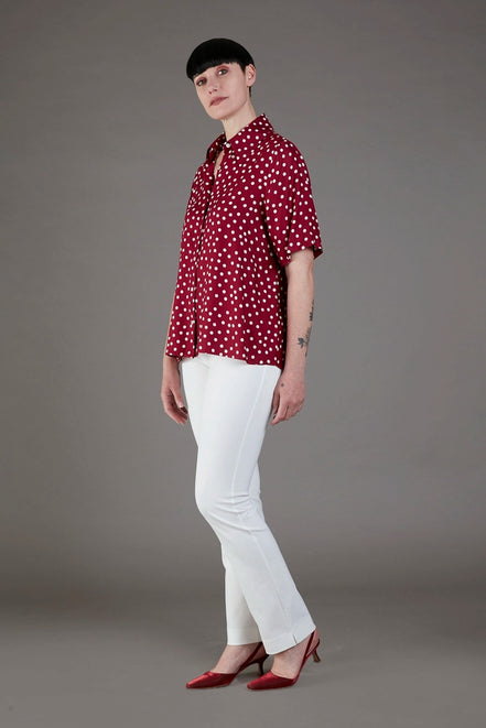 Panta Audrey punto milano cotone bianco
