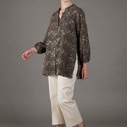 Camicia Vulcano ricamata tortora