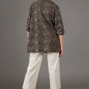 Camicia Vulcano ricamata tortora