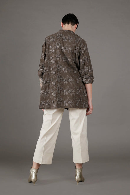 Camicia Vulcano ricamata tortora