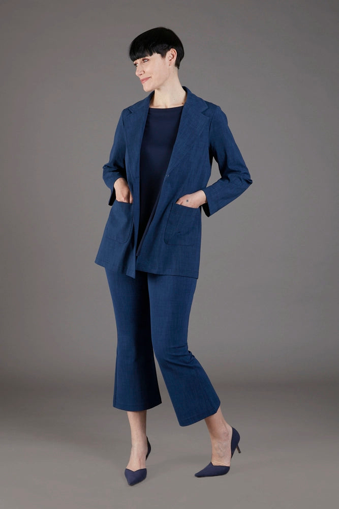 Blazer Berlin punto milano cotone blu chiaro delavè
