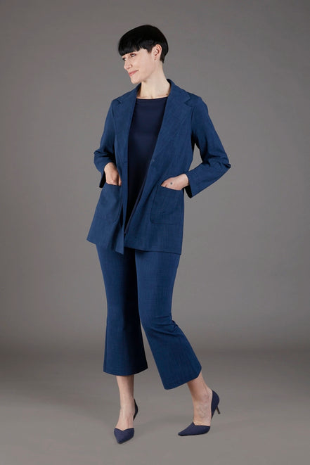 Blazer Berlin punto milano cotone blu chiaro delavè