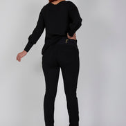 Jeans sigaretta punto milano nero con baschina