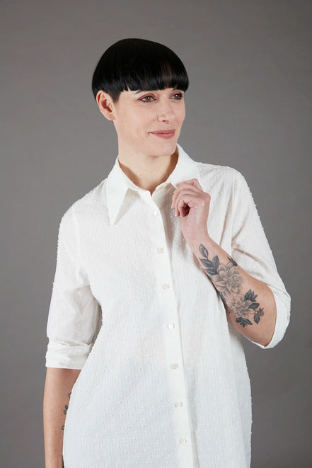 Camicia Milano in plumetis panna