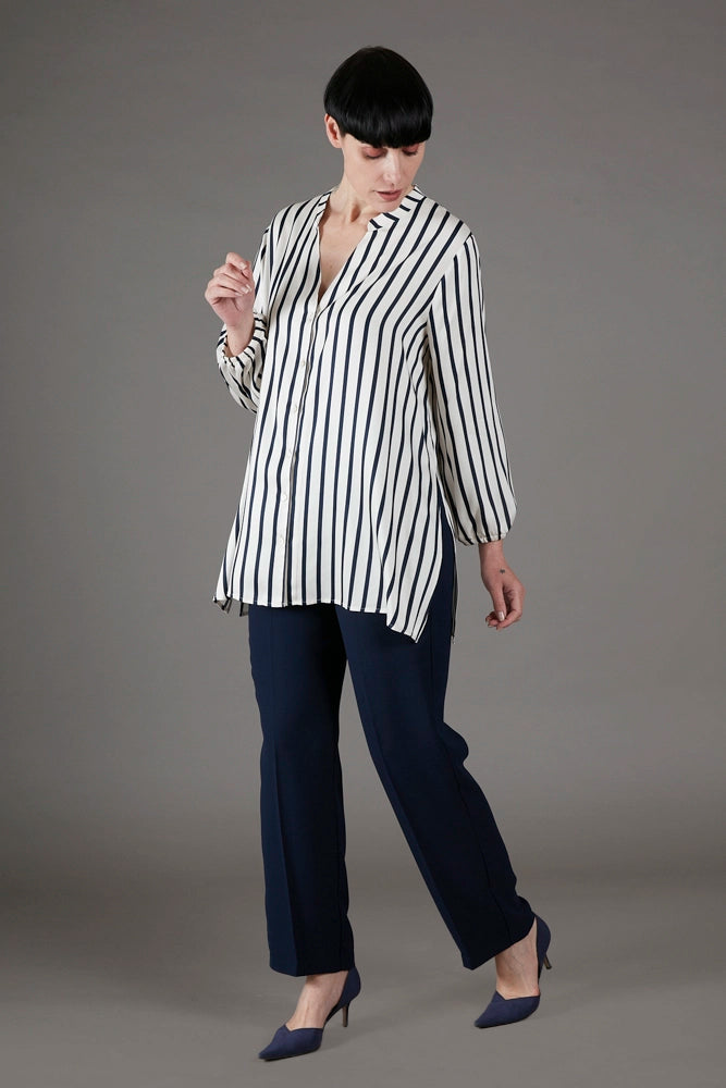 Panta Milano in punto milano cotone blu navy