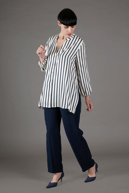 Panta Milano in punto milano cotone blu navy