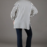 Camicia donna Vulcano a righe panna e blu in viscosa