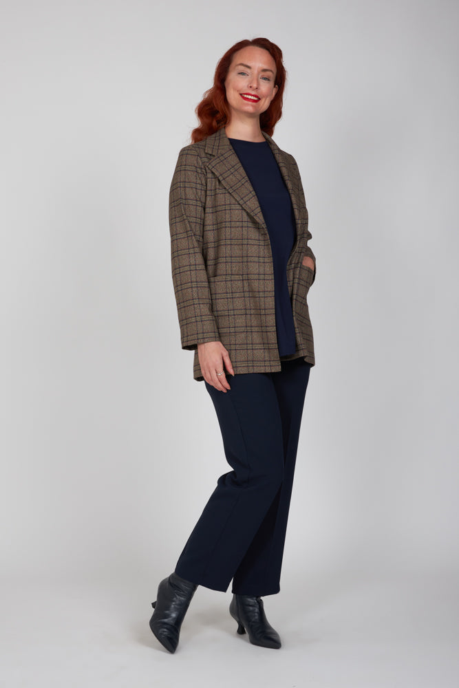 Giacca Berlin blazer scozzese mocha blu vino