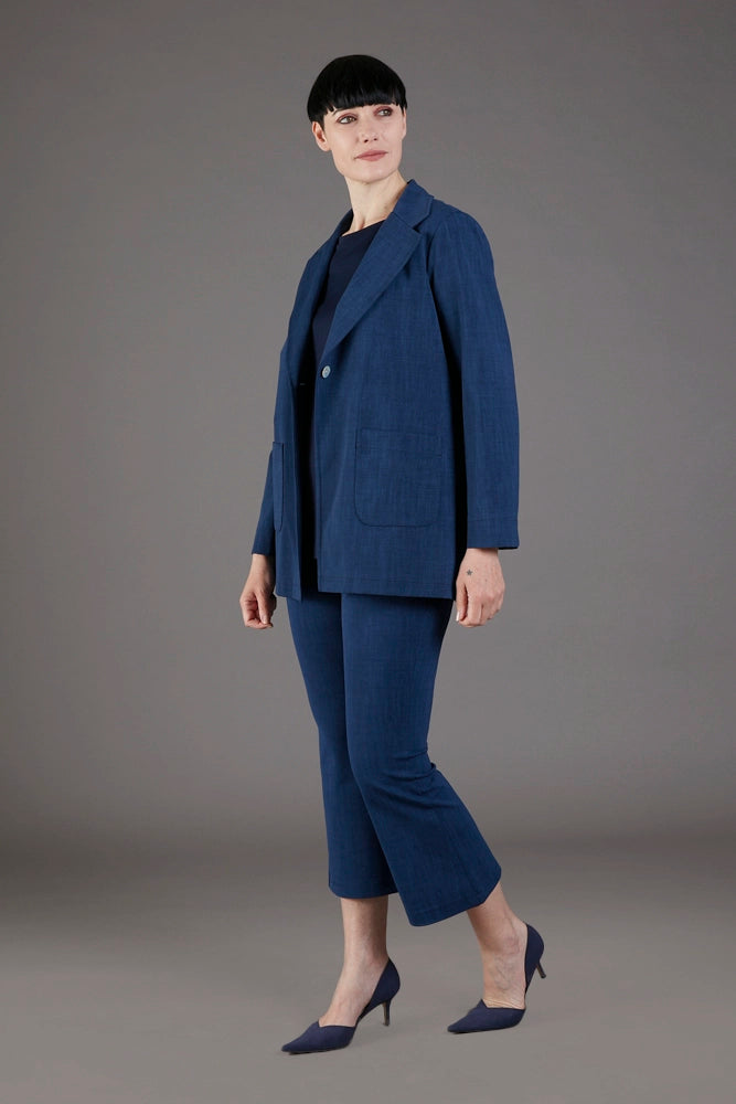 Blazer Berlin punto milano cotone blu chiaro delavè