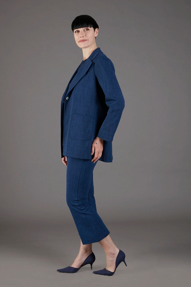 Blazer Berlin punto milano cotone blu chiaro delavè