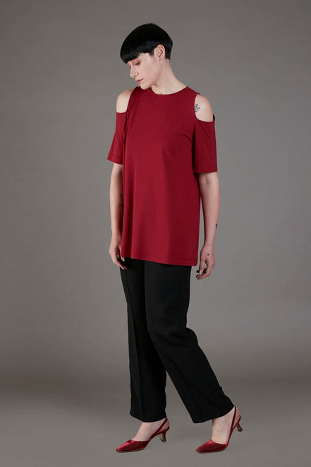 Panta Torino crepe satin nero con baschina