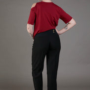 Panta Torino crepe satin nero con baschina