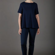 Panta Audrey punto milano cotone navy