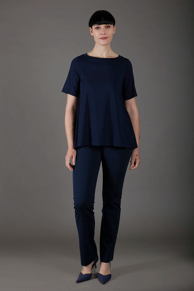 Panta Audrey punto milano cotone navy