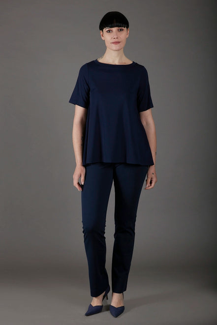 Panta Audrey punto milano cotone navy