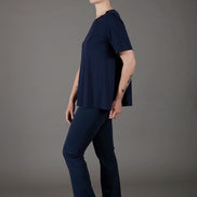Panta Audrey punto milano cotone navy