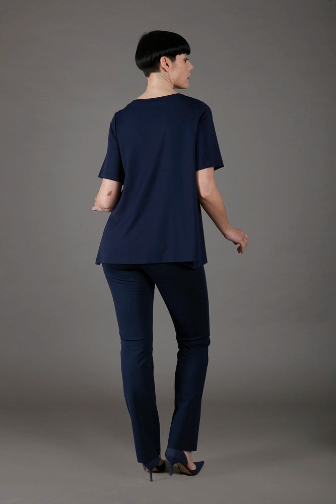 Panta Audrey punto milano cotone navy