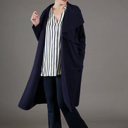 Camicia donna Vulcano a righe panna e blu in viscosa