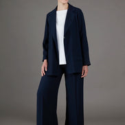 Blazer Berlin in crepe satin blu