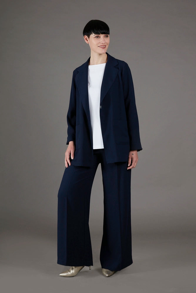 Blazer Berlin in crepe satin blu