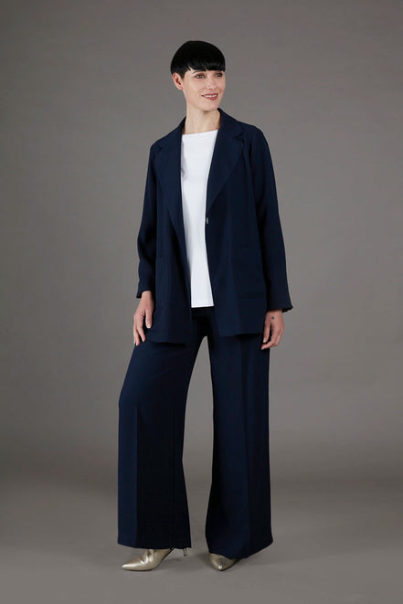 Blazer Berlin in crepe satin blu