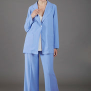 Panta Firenze crepe satin celeste con baschina