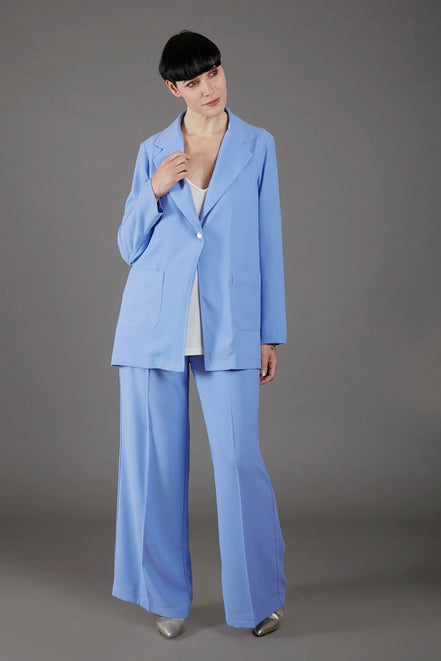 Panta Firenze crepe satin celeste con baschina