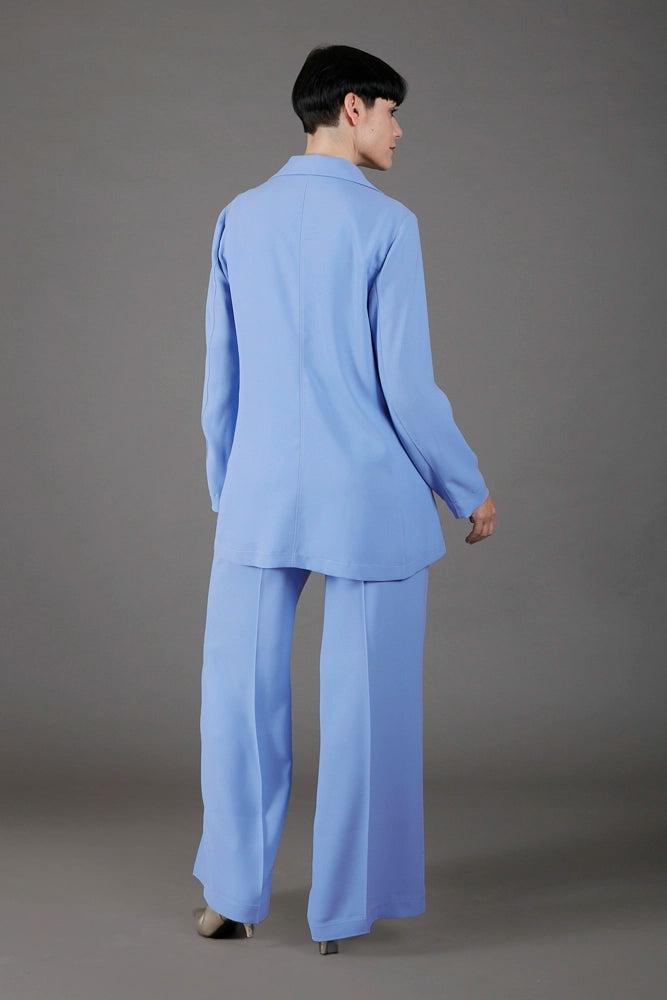 Panta Firenze crepe satin celeste con baschina
