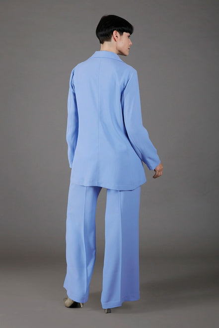 Panta Firenze crepe satin celeste con baschina