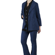 Jeans flare donna blu chiaro delavè con baschina in punto Milano leggero stretch