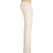 Jeans flare beige con baschina in punto Milano stretch