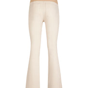 Jeans flare beige con baschina in punto Milano stretch