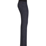 Jeans flare donna blu delavé con baschina in punto Milano stretch