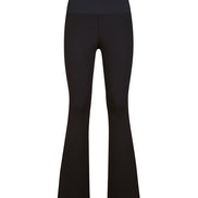 Jeans flare donna nero con baschina in punto Milano stretch