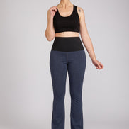 Jeans flare punto milano cotone blu delavè