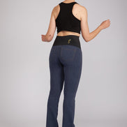 Jeans flare punto milano cotone blu delavè