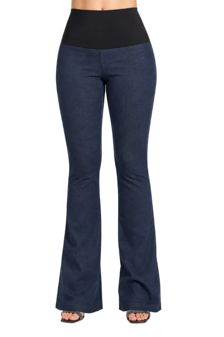 Flare Jeans in Washed Blue Milano Knit