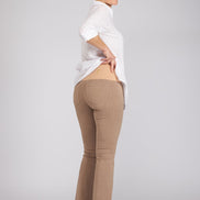 Jeans flare punto milano cotone cachi delavè