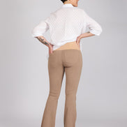 Jeans flare punto milano cotone cachi delavè