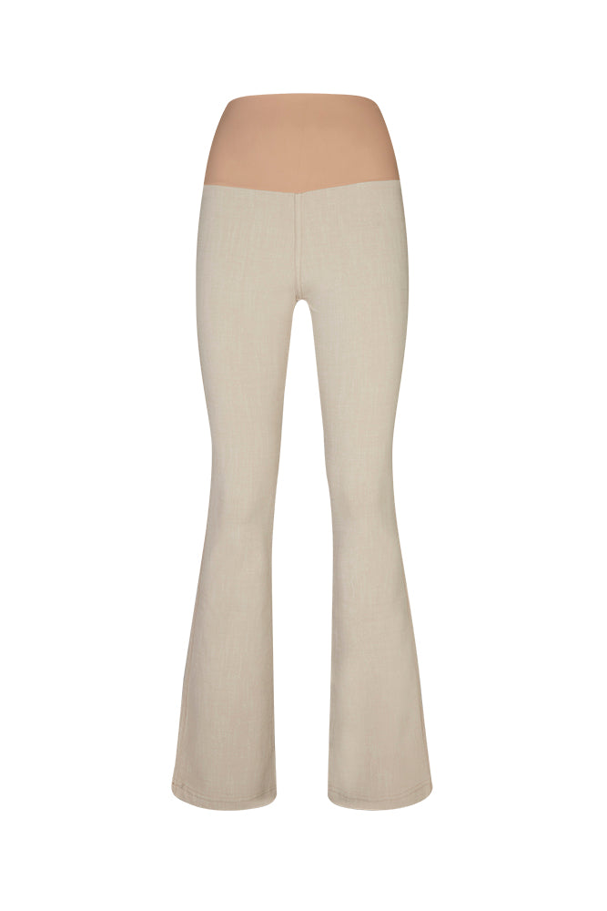 Jeans flare  in punto Milano leggero stretch beige
