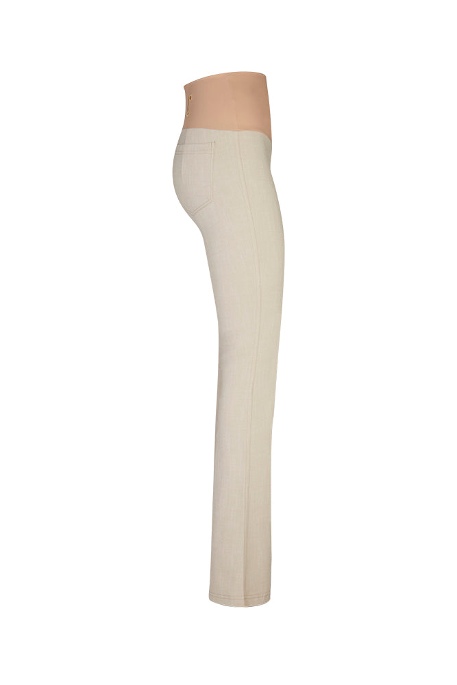 Jeans flare  in punto Milano leggero stretch beige
