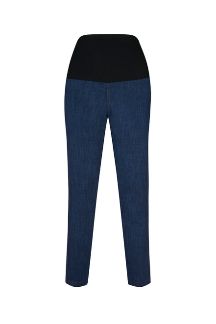 Jeans sigaretta cotone blu chiaro delavè con baschina