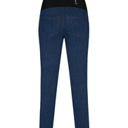 Jeans sigaretta cotone blu chiaro delavè con baschina