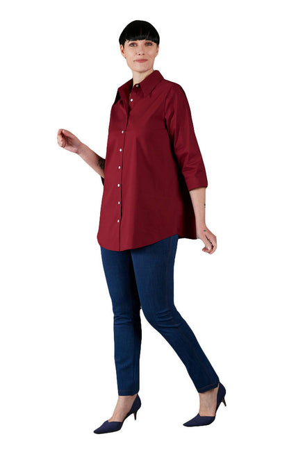 Camicia Milano in cotone bordeaux