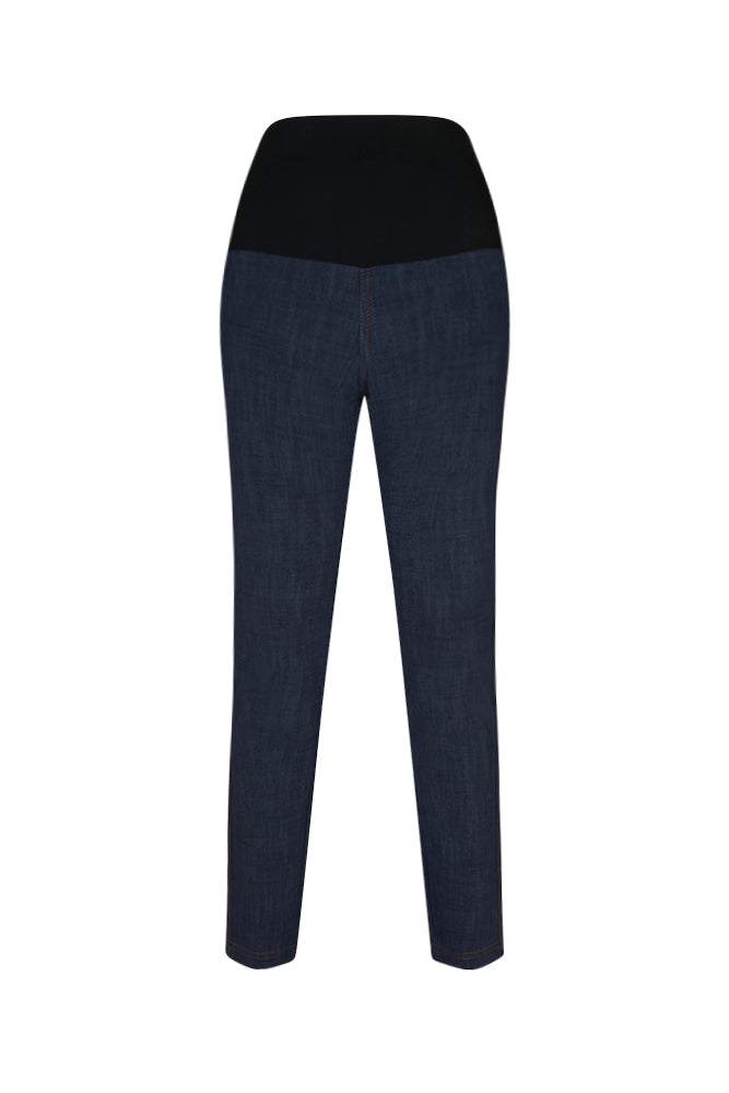 Jeans sigaretta cotone blu delavè con baschina